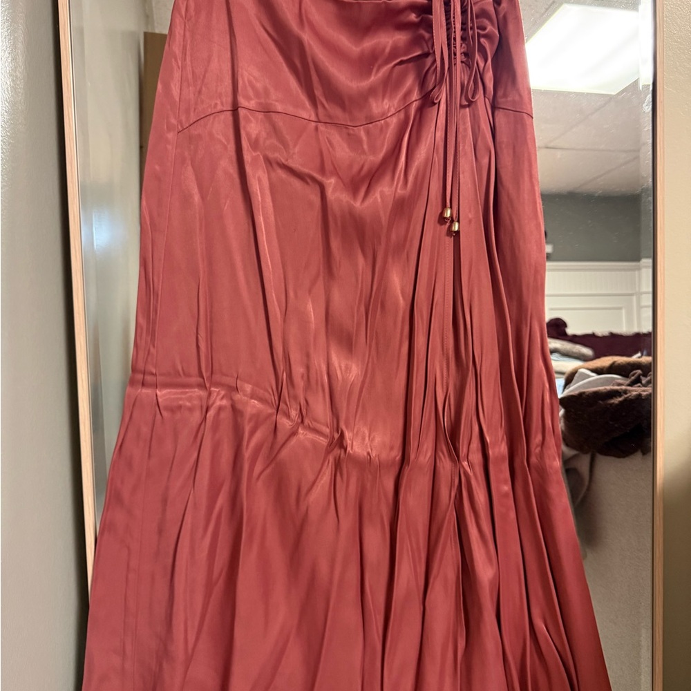 Elegant Rust Silk Skirt